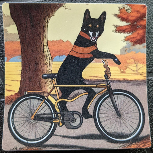 Shiba Inu on a Bike